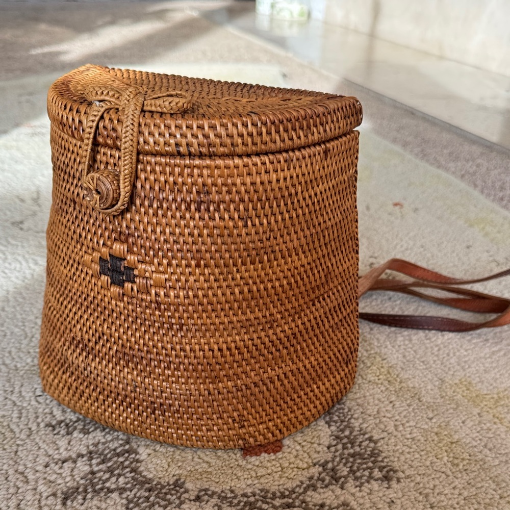 Handcrafted Tan Woven Backpack